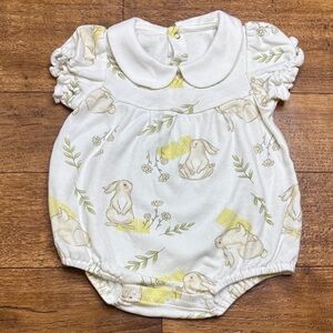 Easter Spring Bunny Rabbit Print Baby Romper Bubble 9-12mo 100% Cotton